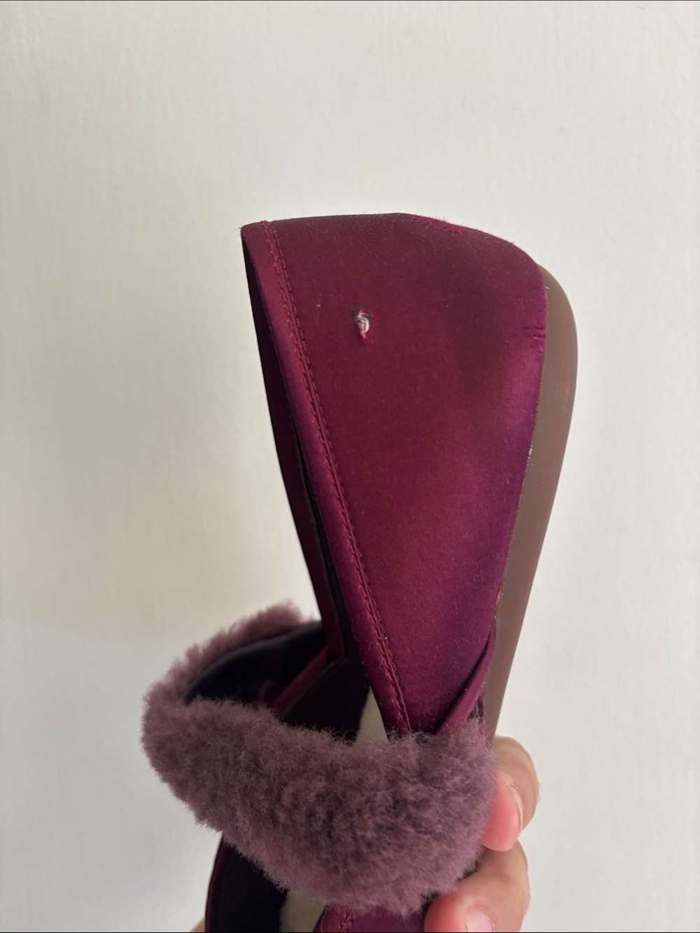 UGG Women's Wine Mary Jane Flats with Shearling Strap - Picture 6 of 10